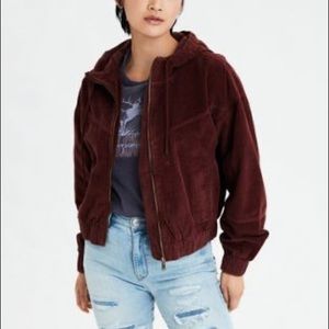 AE Corduroy Cropped Bomber Jacket